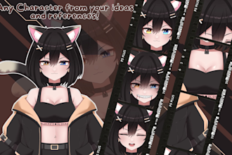 draw a custom pngtuber plus for twitch stream in anime style