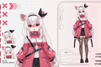 draw and rig full live2d vtuber model, 2d vtuber, vtuber rigging, live2d outfits
