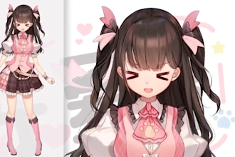 draw and rig live2d vtuber model, 2d vtuber model live2d rigging, pngtuber model