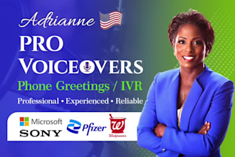 voice your professional IVR, on hold greeting, voice mail