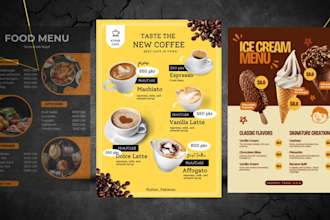 create stunning digital restaurant menu, food menu designs