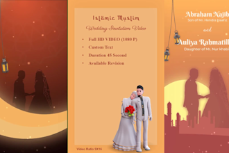 design muslim islamic elegant wedding invitation video