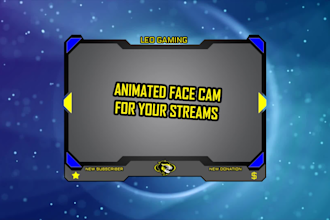 design animated twitch overlay face cam screen panel alerts