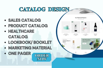 design marketing material, sales catalog, product catalog, lookbook, one pager