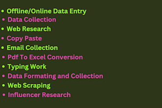 do data collection, web research, and copy paste, email list