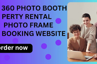 design a 360 photo booth and party rental  with online booking