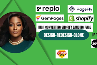 clone one products shopify  landing page design with replo gampages pagefly