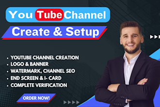 create and setup a professional youtube channel with logo and banner
