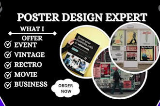 design your event poster design vintage retro and movie poster