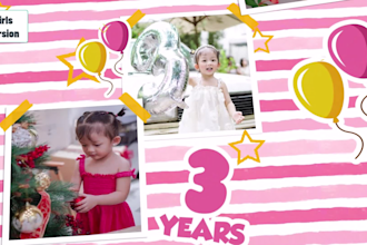 make kids animated happy birthday video with birthday song