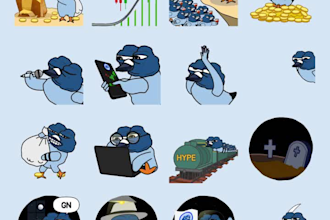 create crypto sticker telegram animated sticker cartoons and comic illustrations