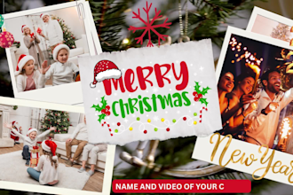 design new year, christmas card and video