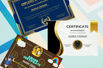 design aesthetic certificate design or custom award certificate