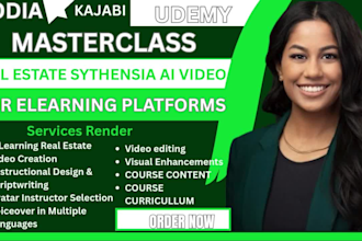 create elearning masterclass real estate synthensia ai video,  video  animation