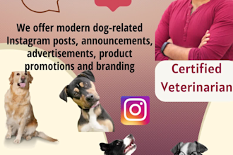 design dog, pets, and veterinary instagram posts