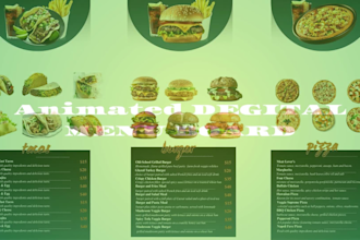 design a digital restaurant menu board video for your TV screen