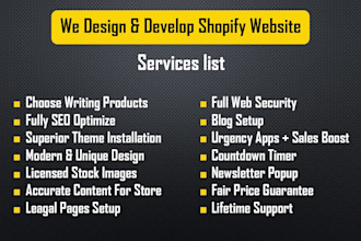 create shopify dropshipping store, website or single product store