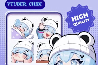 draw custom chibi twitch emotes, animated emotes for vtuber, discord, and stream