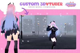 custom 3d modeling character design for 3d vtuber or 3d vroid, 3d rigg