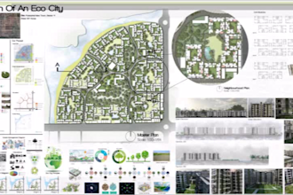 create and compose aesthitic architectural sheet and poster