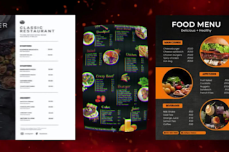 design TV menu digital menu board food menu for restaurant