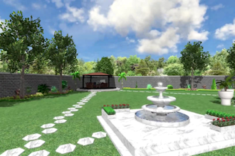 design backyard front yard garden pool patio deck terrace 3d