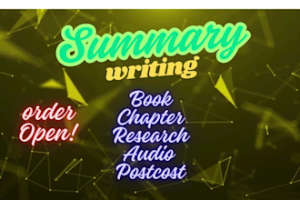do professional book and chapter summary writing for you