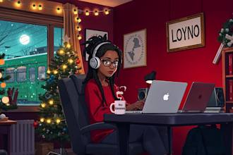 create christmas themed lofi loop animation videos