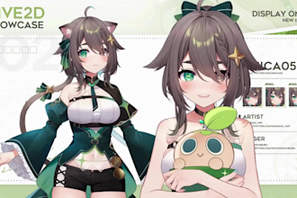 draw and rig 2d vtuber, 2d vtuber model, live2d model, vtuberr commission model