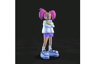 low poly 3d model animation in y2k ps1 psx n64 ps2 style for VR ar