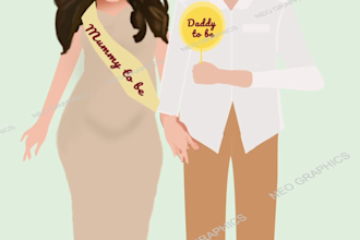 draw cartoon potrait of couples, families, weddings from photo