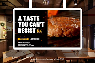 design animeted video resturent digital screen menu for you