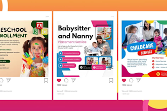 do social media ads, logo, menu, banner, liveband and business card design