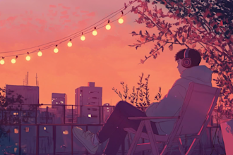 create a romantic lofi loop animation video