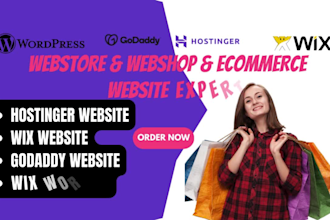build webstore, webshop ecommerce hostinger, godaddy, wix website, wix wordpress