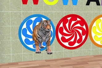 create 3d animal crossing fountain animation for kids