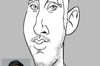 caricatures, like fair, black and white or color