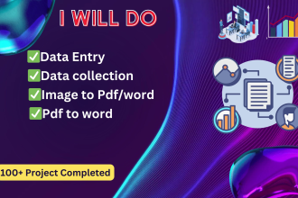 manual data entry typing work, convert PDF to word, data collection