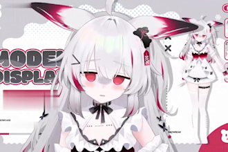draw live 2d vtuber model, live 2d rigging, vtuber model, live streaming avatar