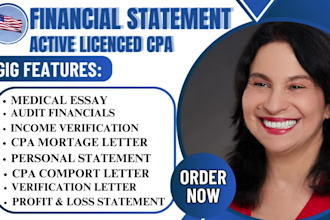 prepare financial statement US CPA letter profit and loss personal statement