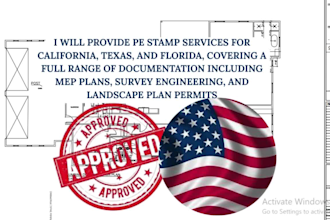 pe stamp california, texas florida mep survey engineering, landscape plan permit