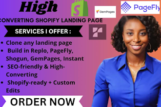 clone landing page for shopify store in replo, pagefly, shogun, gempage, instant