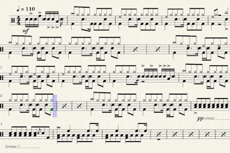 transcribe drum line into sheet music and midi from any song