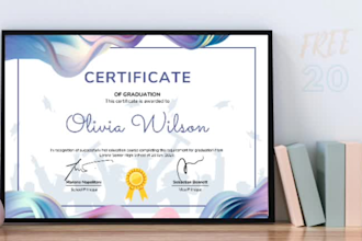 custom certificate design with 20 name entries