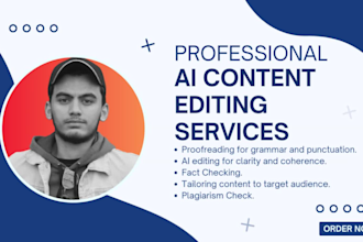 proofread, edit, rewrite your article, ai content or blog