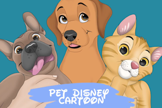 draw your pet portrait into cute disney style