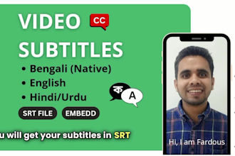translate and create video subtitles or captions in english, bengali, hindi