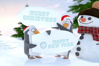 make funny penguin christmas and new year video