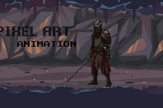 pixel art character animation sprite sheet, game art assets object icon logo rpg