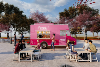 design food truck, food stall, cart, booth, café,  container shop